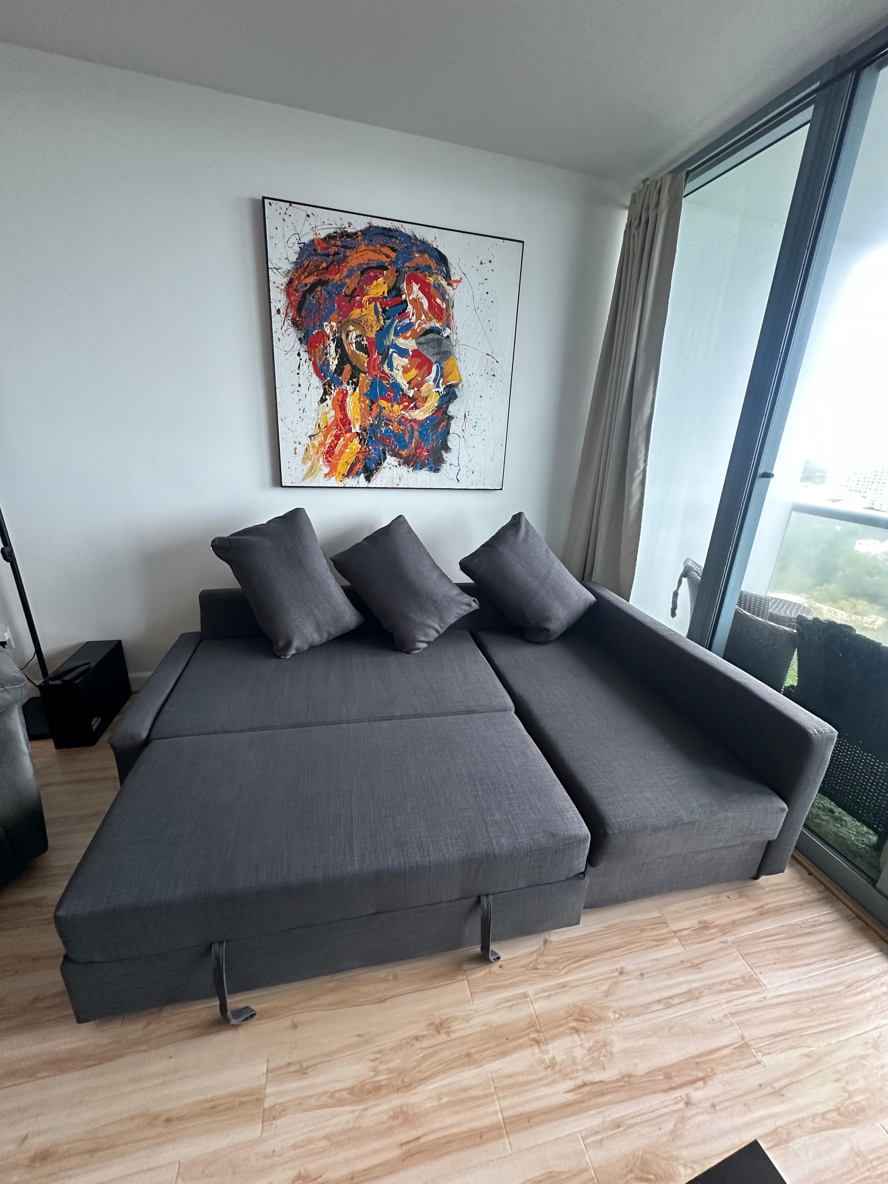 Gray sofa in a Miami condo living room