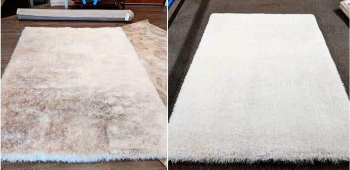 Before and after rug cleaning transformation
